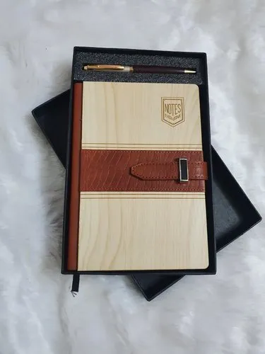 DD-009 Wooden & Leather Diary With Pen