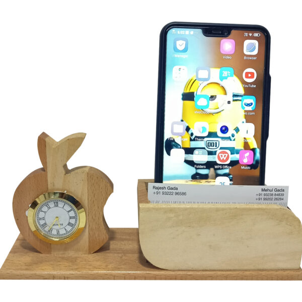 Apple Cut Wooden Pen Stand, Personalize Gift