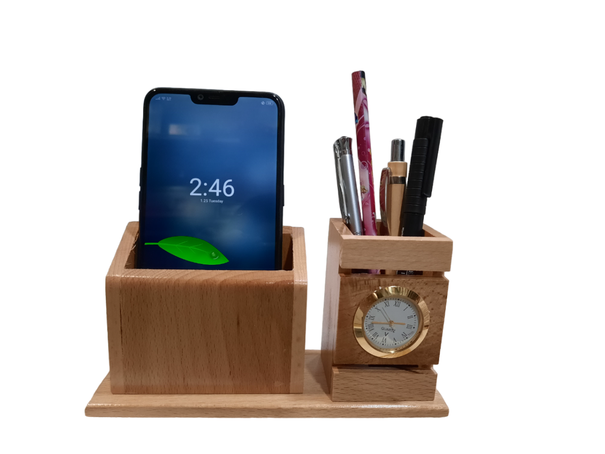 wooden pen stand with name engraved,