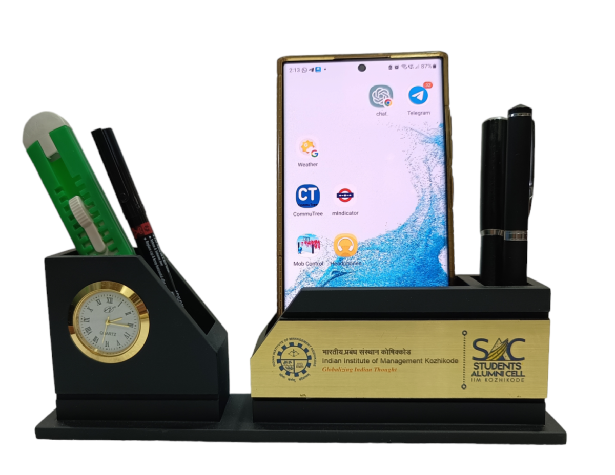 Wooden Black Color Pen Stand